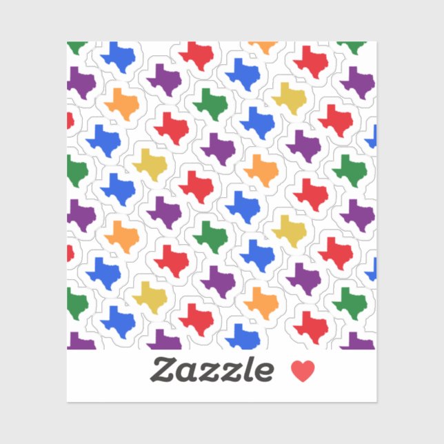 Texas Map Silhouette Rainbow Pattern Aufkleber (Blatt)