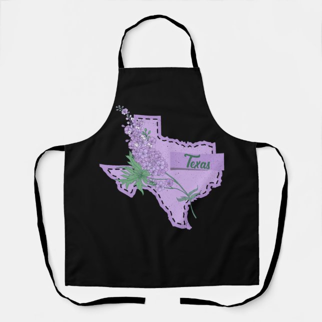 Texas Map Staat America Bluebonnet Lila Flug Schürze (Vorderseite)