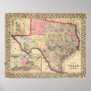 Texas Map von Mitchell Poster