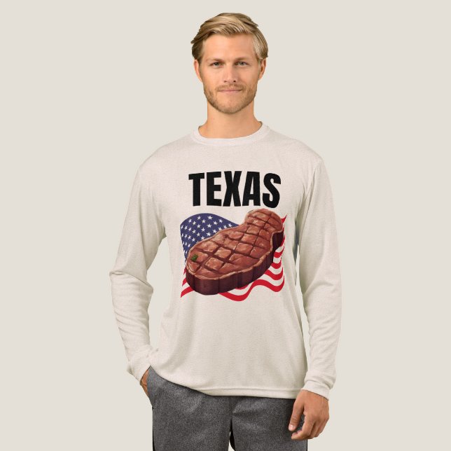 Texas Men's Bella+Leinwand Long Sleeve Tri-Blend Shirt (Volle Vorderseite)