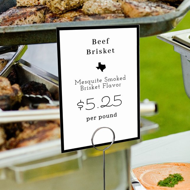 Texas minimalistisch Moderne Food Name Card Tischnummer (Von Creator hochgeladen)