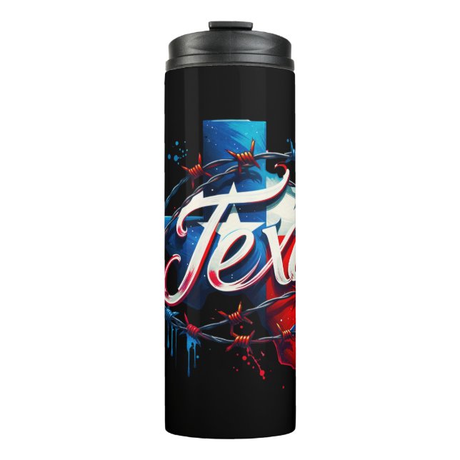 Texas mit Barbed Wire Thermal Tumbler Thermosbecher (Vorderseite)
