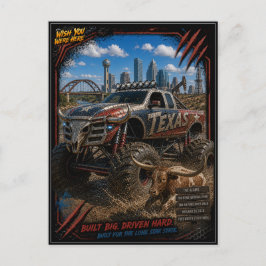 Texas Monster Truck Gelände Kunst Postkarte