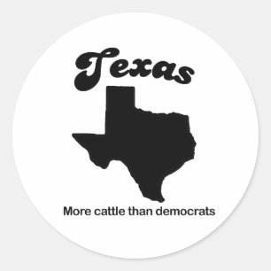 Texas-Motto - mehr Vieh als Demokraten Runder Aufkleber