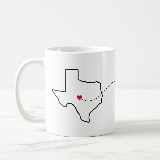 Texas nach Deutschland - Heart2Heart Kaffeetasse (Links)