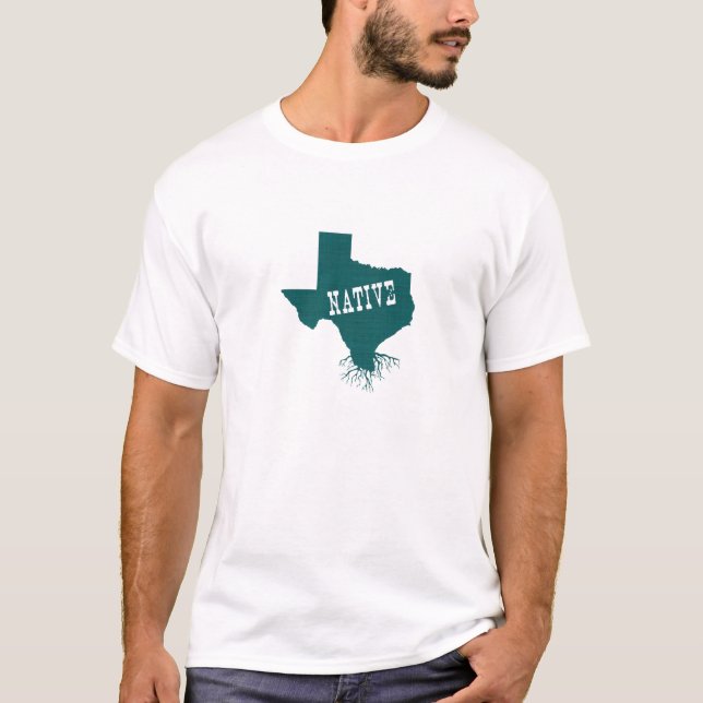 Texas Native Roots Staat Silhouette Karte T-Shirt (Vorderseite)