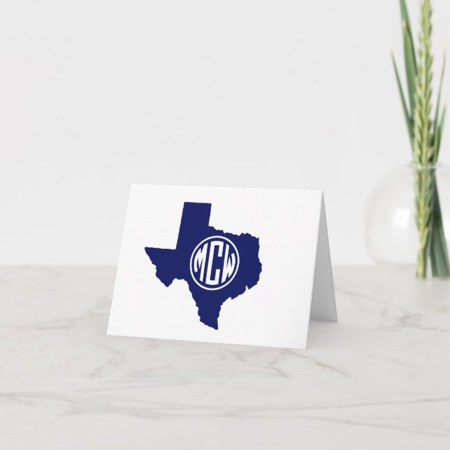 Texas Navy White Preppy Circle Monogram DIY BG Dankeskarte (Vorderseite)