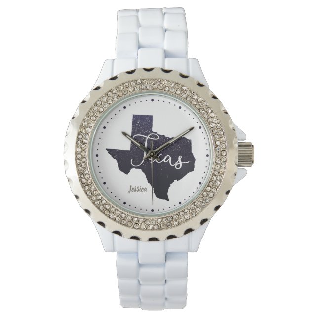 Texas Night Stars Staat Form Armbanduhr (Vorderseite)