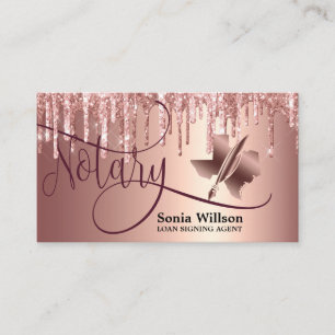Texas Notary Loan Signing Agent Moderne Rose Gold Visitenkarte
