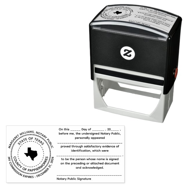 Texas Notary Public Recognition Briefmarke Permastempel (Beispiel)
