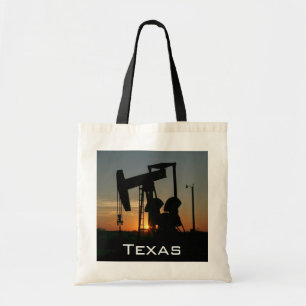 Texas Oil Pumpjack Silhouette bei Sunset Tragetasche