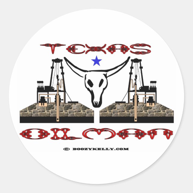 Texas Oilman, Ölfeld-Aufkleber Runder Aufkleber (Vorderseite)