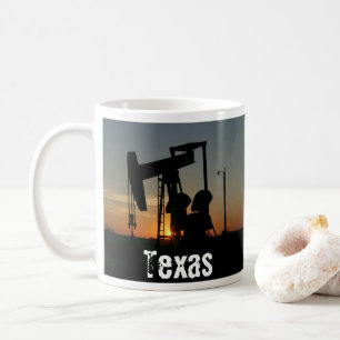 Texas Ölpumpe Silhouette bei Sonnenuntergang Tasse