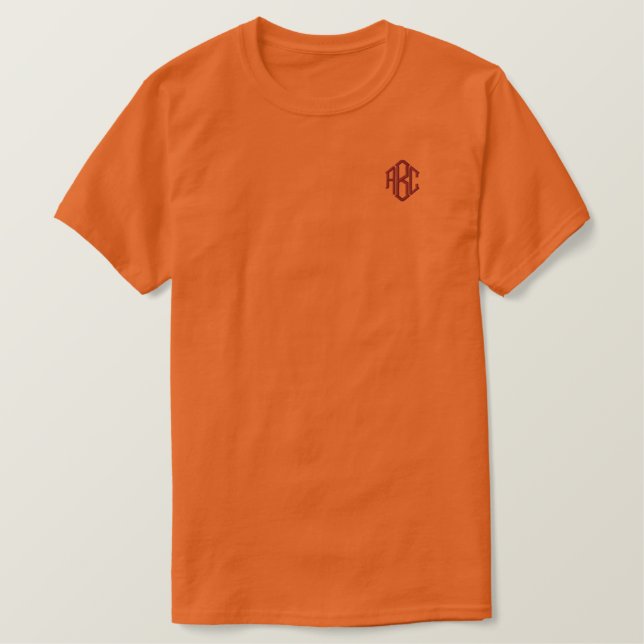 Texas Orange Mens Shirt Monogram bestickt (Design vorne)