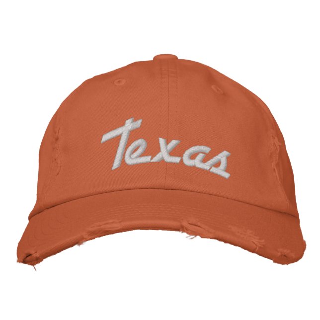 Texas Orange Vintag Style erschüttert Bestickte Baseballkappe (Vorderseite)
