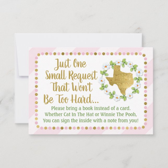Texas Pink Gold Baby shower Apportez Une Carte De  (Devant)