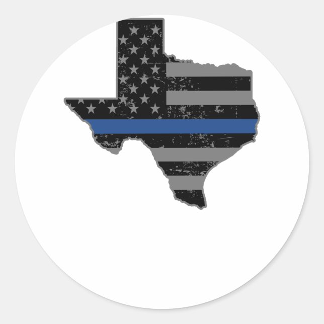 Texas Police Officer Thin Blue Line Runder Aufkleber (Vorderseite)