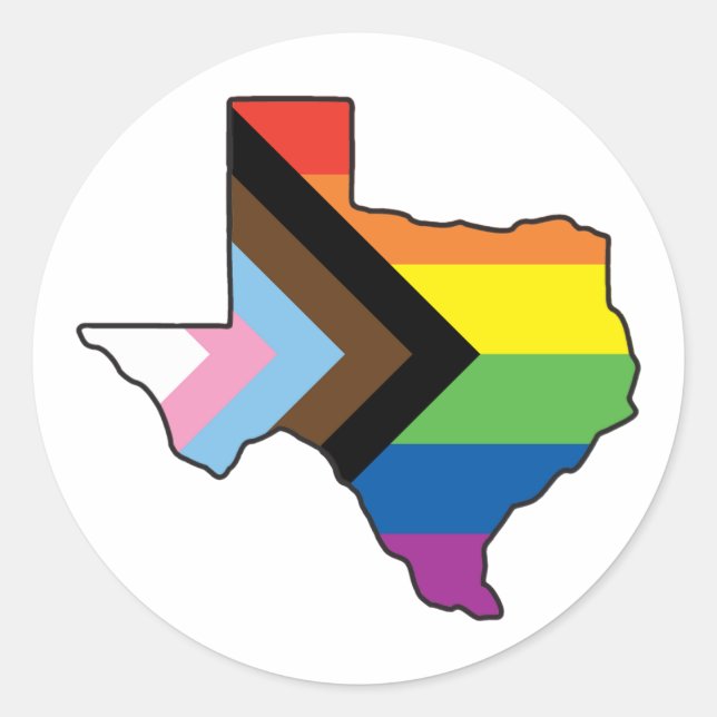 Texas Pride Progress Flag Runder Aufkleber (Vorderseite)