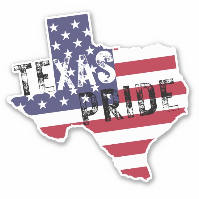 Texas Pride Rustic Tough Text American Flag Staate Aufkleber (Vorderseite)