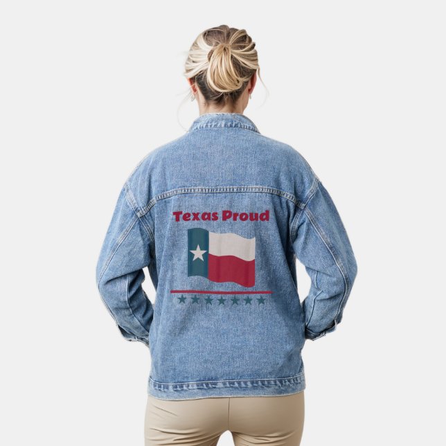 Texas Proud Long Star Staat Waving Flag Jeansjacke (Modell)