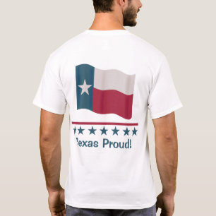 Texas Proud Waving Long Star Flag Back Design T-Shirt