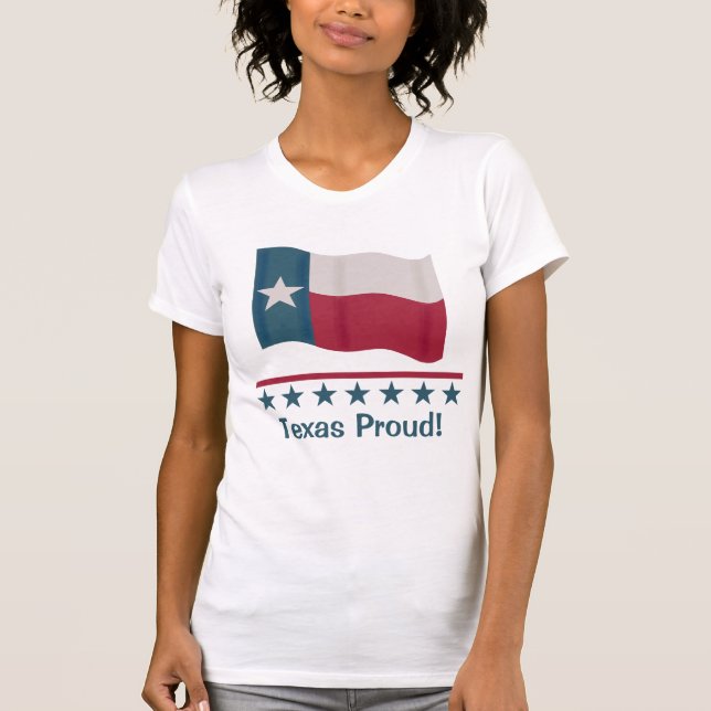 Texas Proud Waving Long Star Texan Flag T-Shirt (Vorderseite)