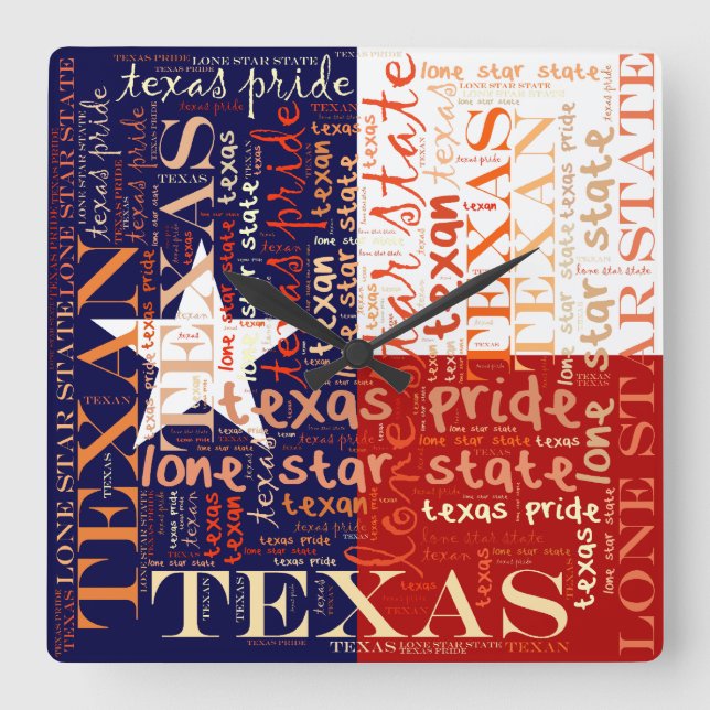 Texas Quadratische Wanduhr (Vorderseite)