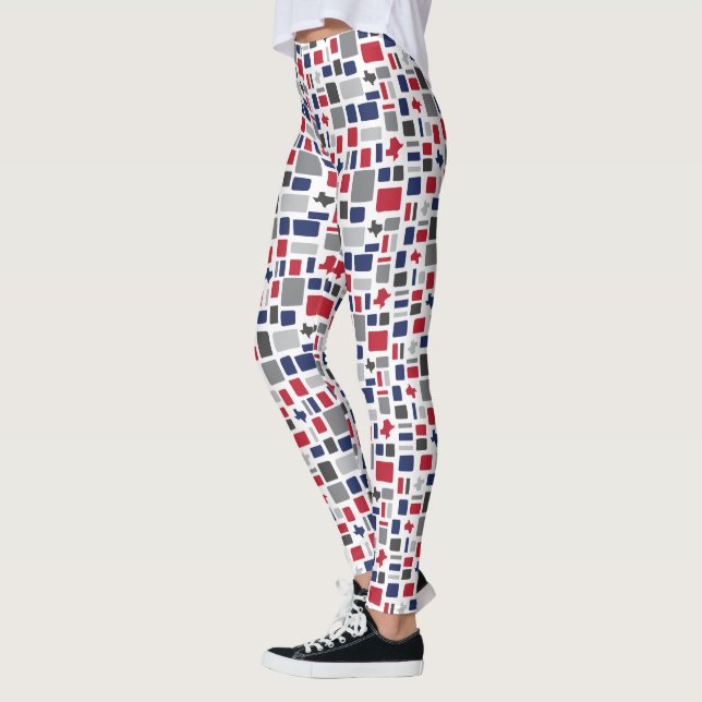 Texas Red & Blue Wonky Squares & Rectangle Leggings (Links)