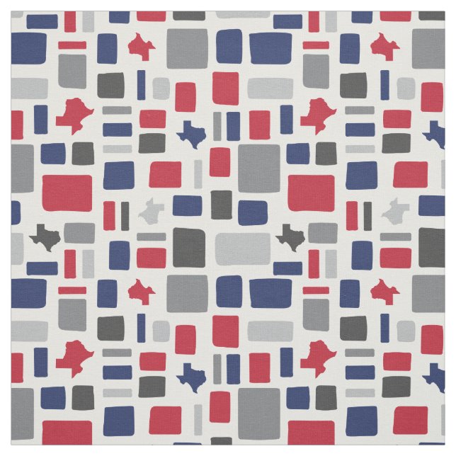 Texas Red & Blue Wonky Squares & Rectangle Stoff (Muster)
