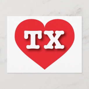 Texas Red Heart - I Liebe TX Postkarte