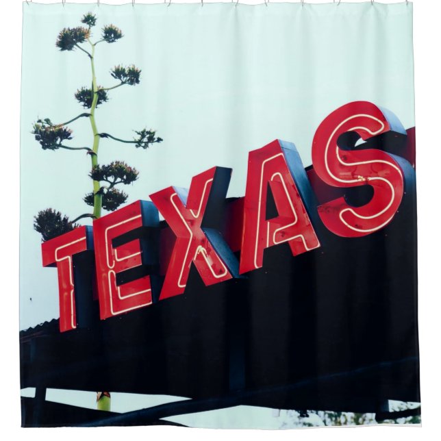 Texas Red Neon Lights USA Duschvorhang (Vorderseite)