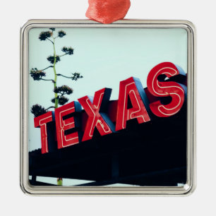 Texas Red Neon Lights USA Ornament Aus Metall