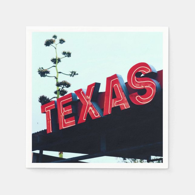 Texas Red Neon Lights USA Serviette (Vorderseite)