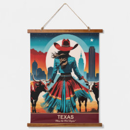Texas Reise: Wo der Westen beginnt Wandteppich Mit Holzrahmen