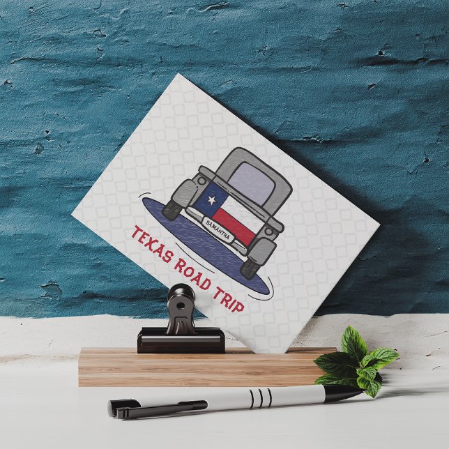 Texas Road Trip State Flag Truck Postkarte (Von Creator hochgeladen)