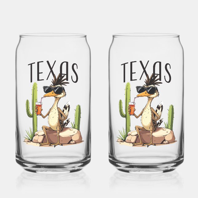 Texas Roadrunner mit einem Getränk Dosenglas (Vorderseite)