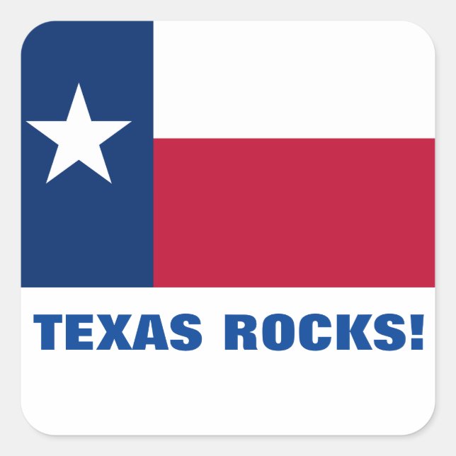 TEXAS ROCKS! QUADRATISCHER AUFKLEBER (Vorderseite)