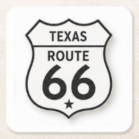 Texas Route 66 Retro Weißer Schild Untersetzer