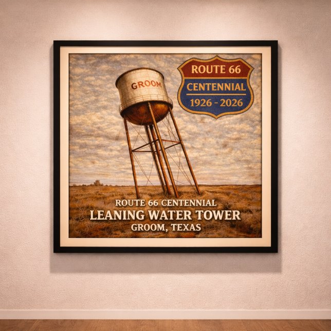 Texas Route 66 Schiefer Turm Poster (Von Creator hochgeladen)