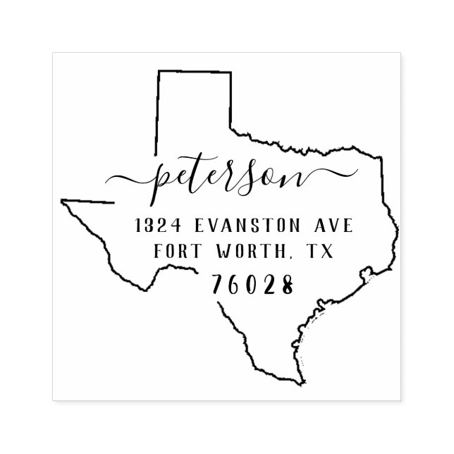 Texas Rücksendeadresse Briefmarke aus Holz Gummistempel (Prägung)