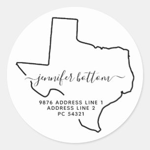 Texas Rücksendeadresse Neues Zuhause Runder Aufkleber