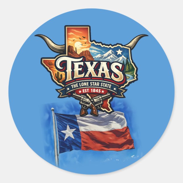 TEXAS RUNDER AUFKLEBER (Vorderseite)
