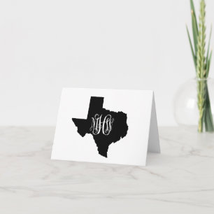 Texas Schwarz-weiß 3 Init Vine Monogram DIY BG Dankeskarte