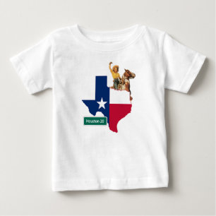 Texas Shape Flag Cowgirl und Houston Road Sign Baby T-shirt