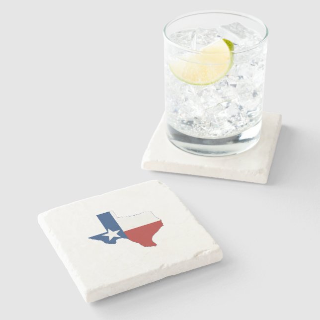 Texas Shaped Flag Texan Red White Blue Lone Star Steinuntersetzer (Seitenansicht)