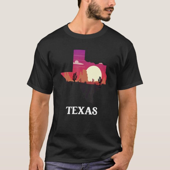 Texas Shaped Wüstenlandschaft Us Staat T-Shirt (Vorderseite)