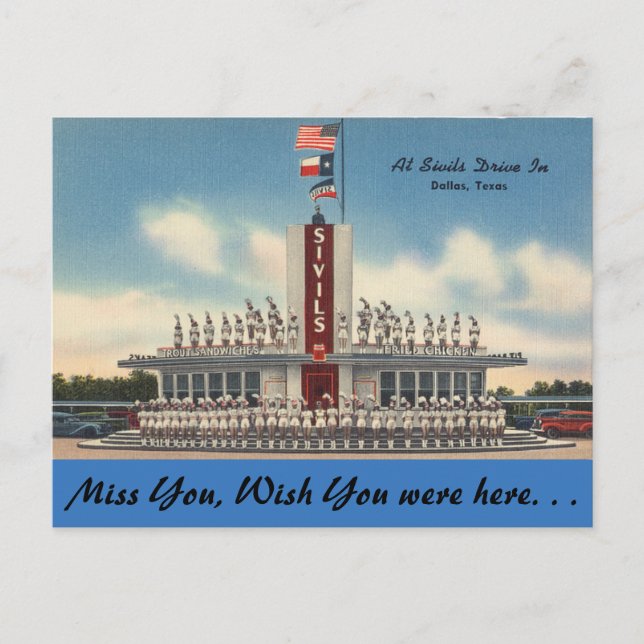 Texas, Sivils Drive In, Dallas Postkarte (Vorderseite)