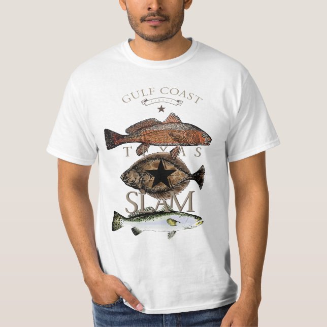 Texas Slam Fishing Red Drum Flounder Trout T - Shi T-Shirt (Vorderseite)