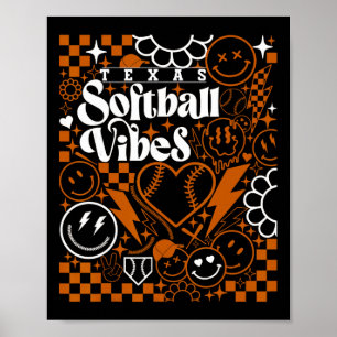 Texas Softll Vintage Herren Kinder Team Retro Soft Poster