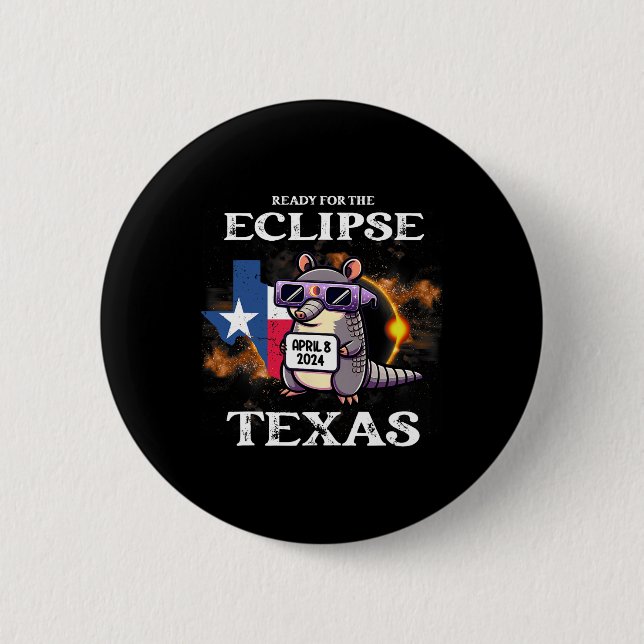 Texas Solar Eclipse 2024 April 8 Funny Armadillo F Button (Vorderseite)